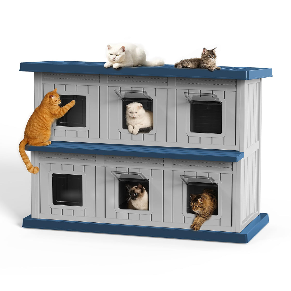 Resin Double-Decker Outdoor Cat House H379