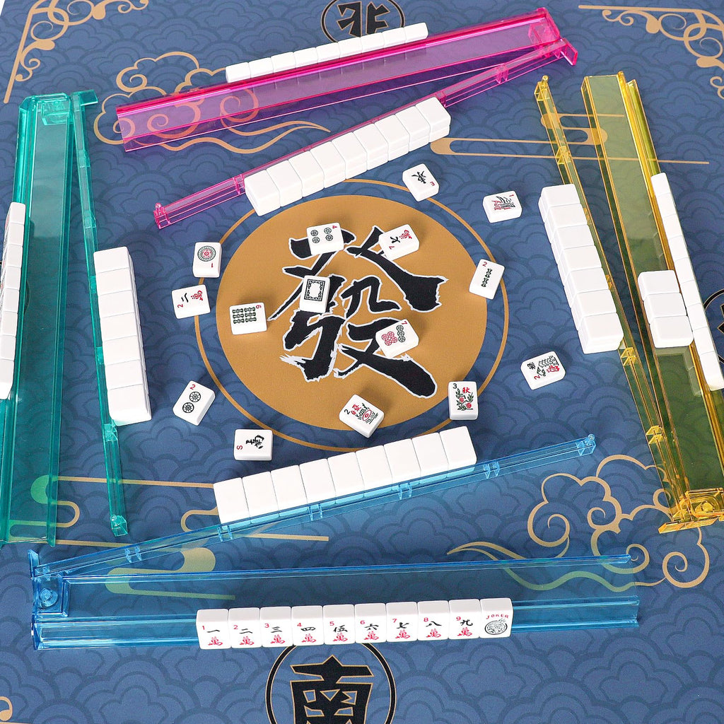 American Mahjong Set 166 White Tiles with Red Bag and Racks L635100