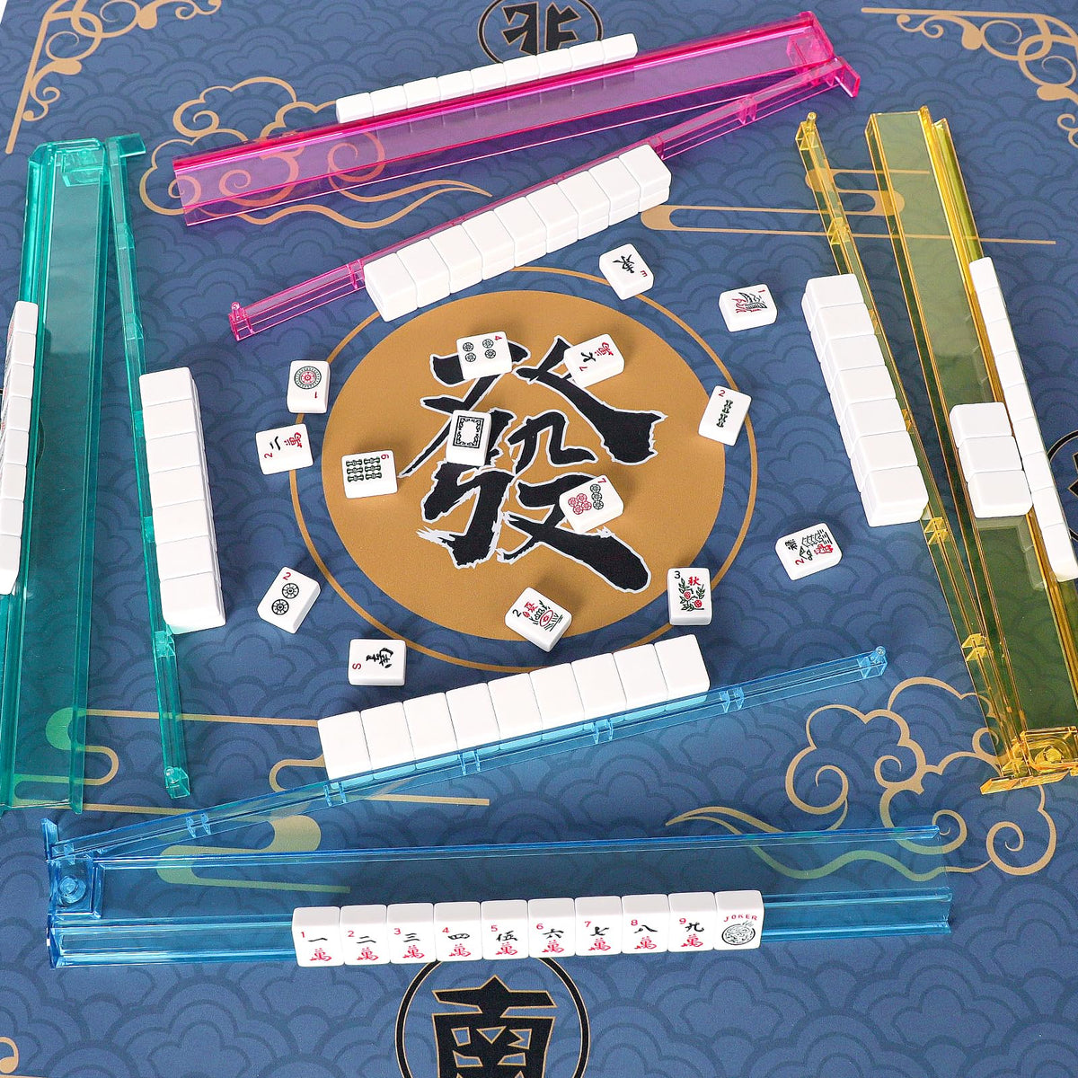 American Mahjong Set 166 White Tiles with Red Bag and Racks L635100