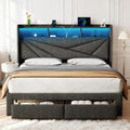 Queen Bed Frame with 2 Storage Drawers and Upholstered Headboard R136220