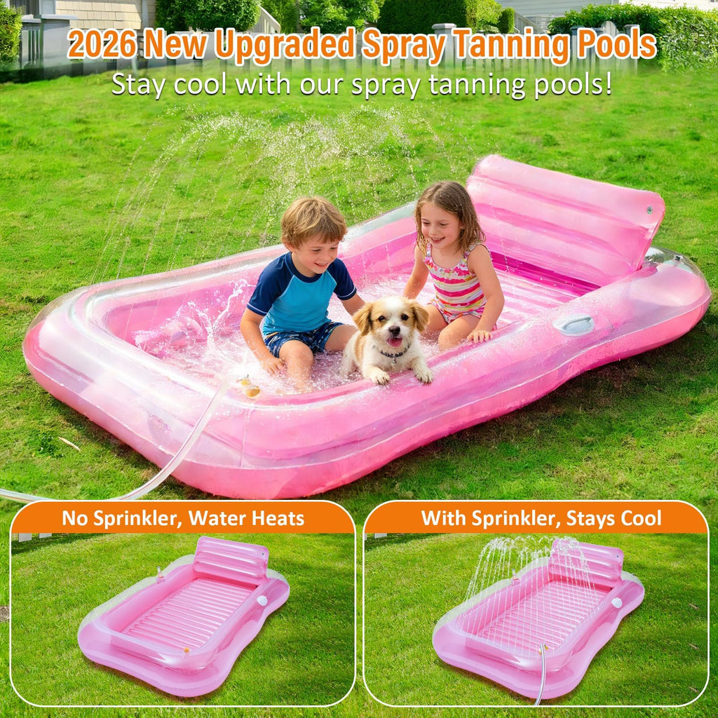 Inflatable Tanning Pool Lounger Float with Sprinkler A286
