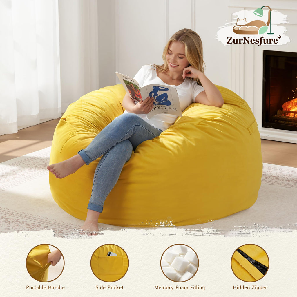 Yellow Memory Foam Bean Bag Chairs P80082