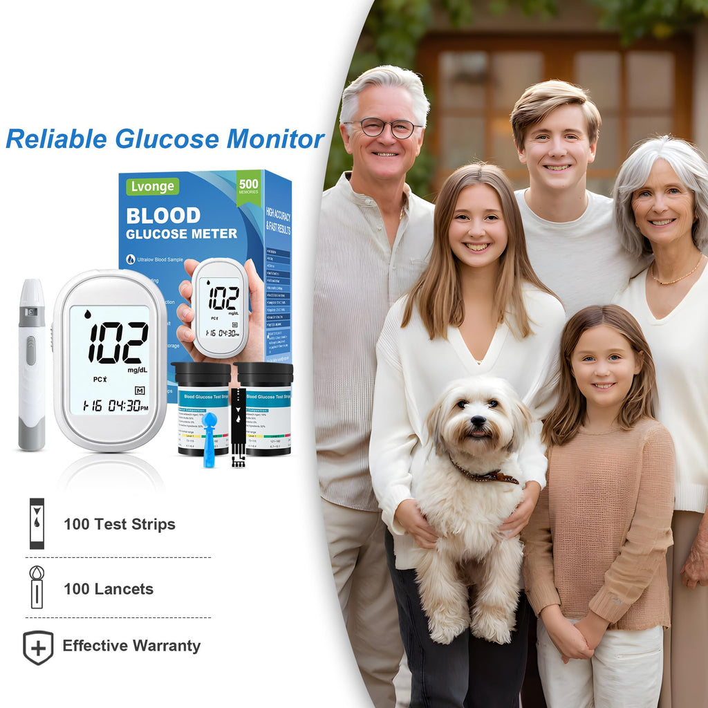 Glucose Monitor Kit with 100 Test Strips & Lancets O756685