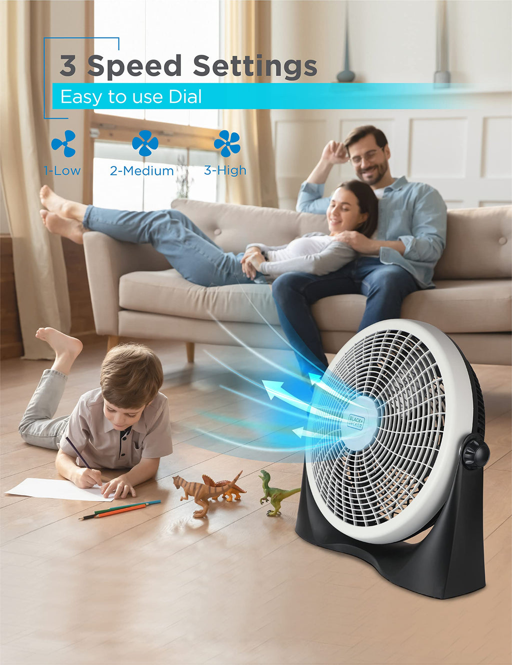 15.6” High Velocity Floor Fan, 3 Speeds P3254
