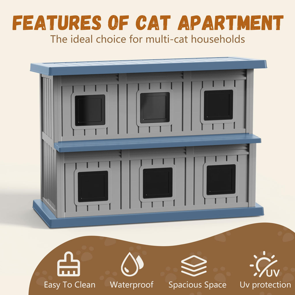 Resin Double-Decker Outdoor Cat House H379