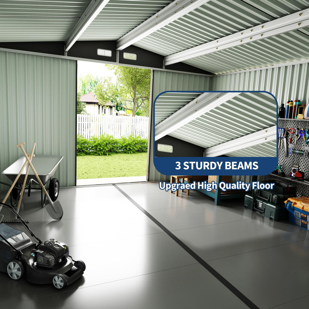 10X14 Ft Galvanized Steel Metal Storage Shed Y362