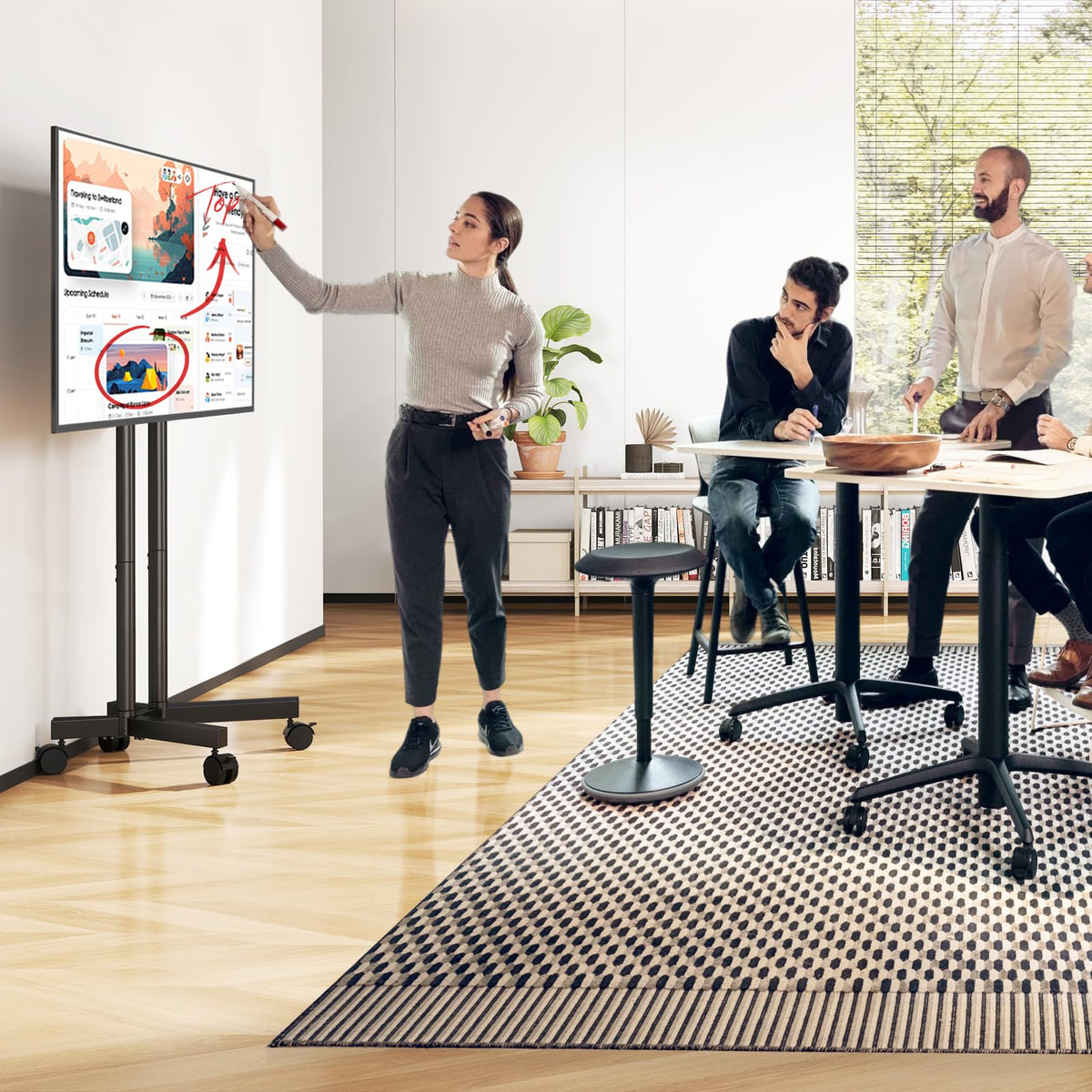 Dual-Pole Rolling TV Stand for 32-75 inch TVs V600