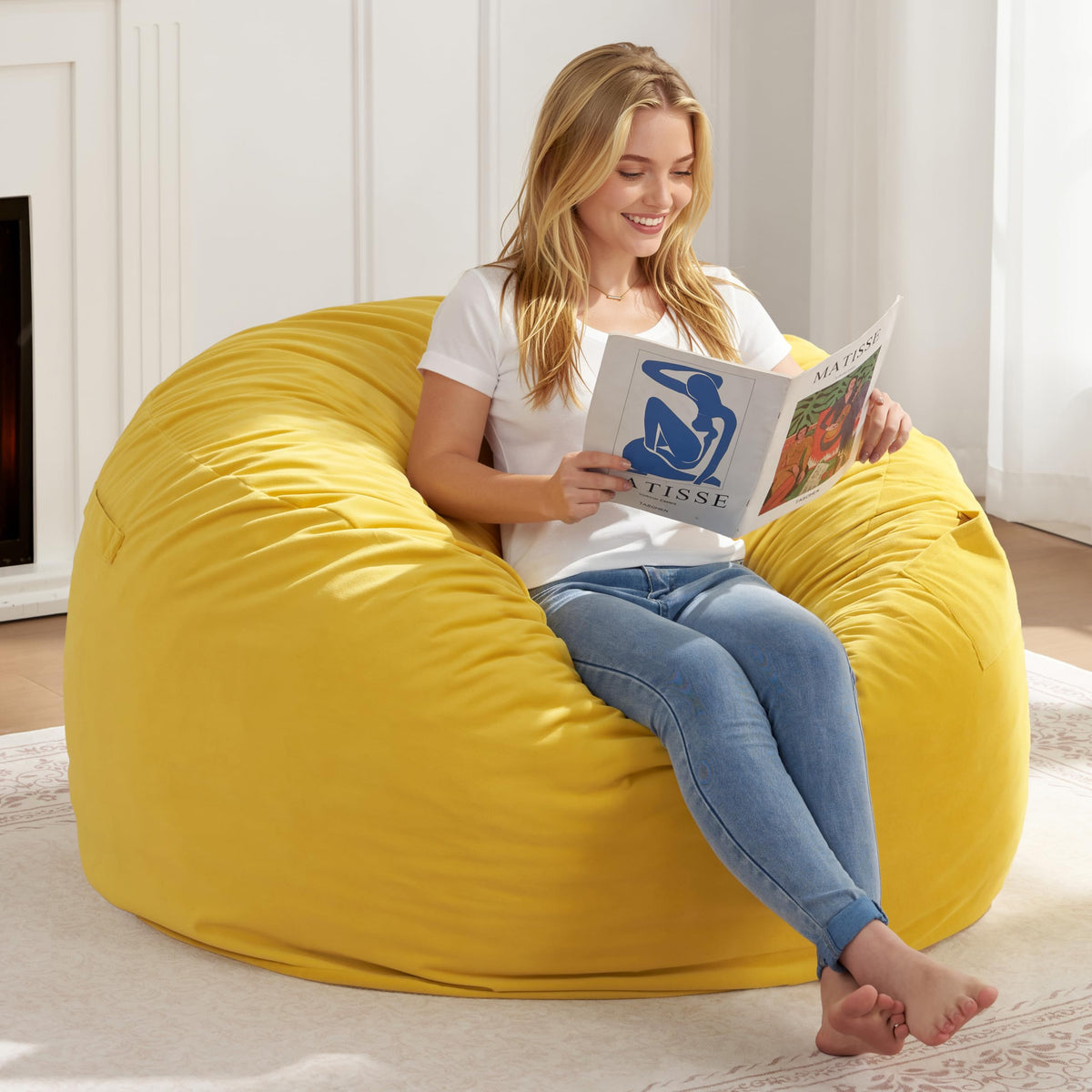 Yellow Memory Foam Bean Bag Chairs P80082
