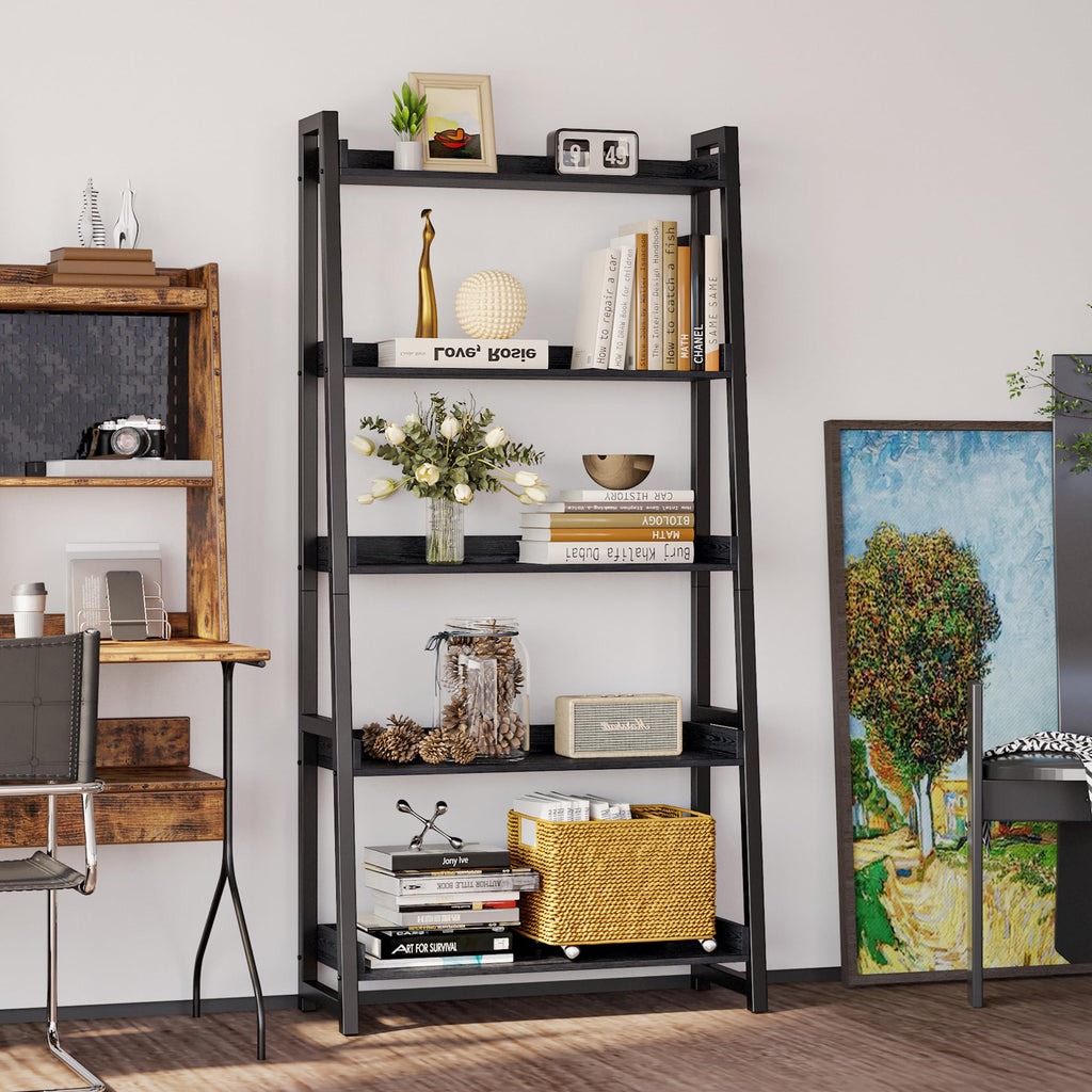 5-Tier Industrial Ladder Shelf Bookcase I236500