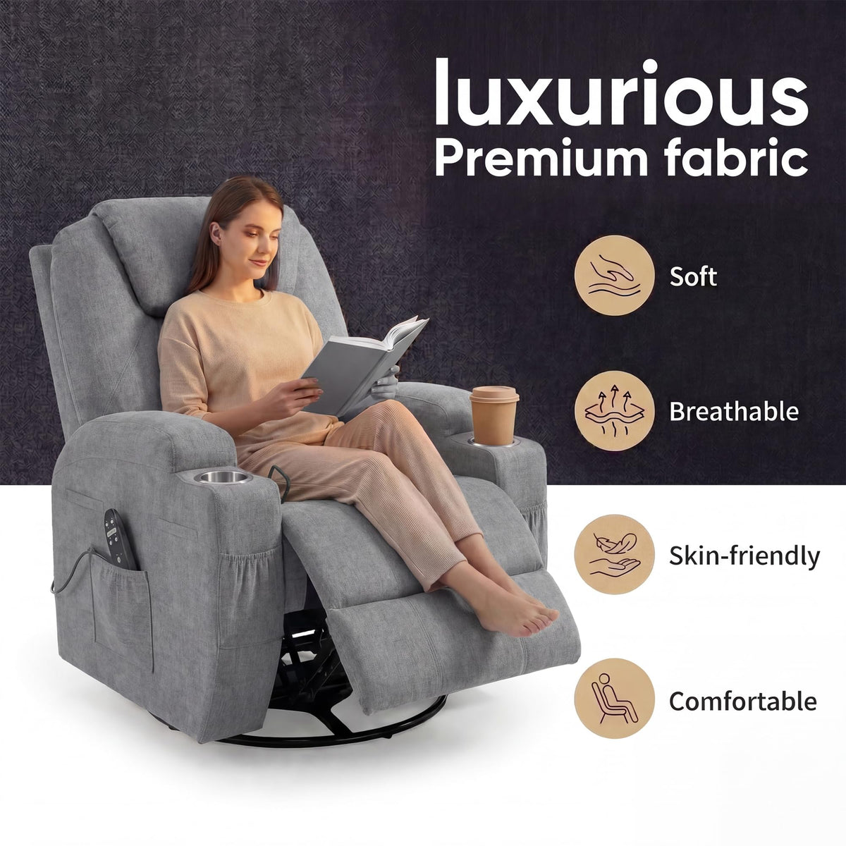 Small Swivel Rocker Recliner with Massage Z100