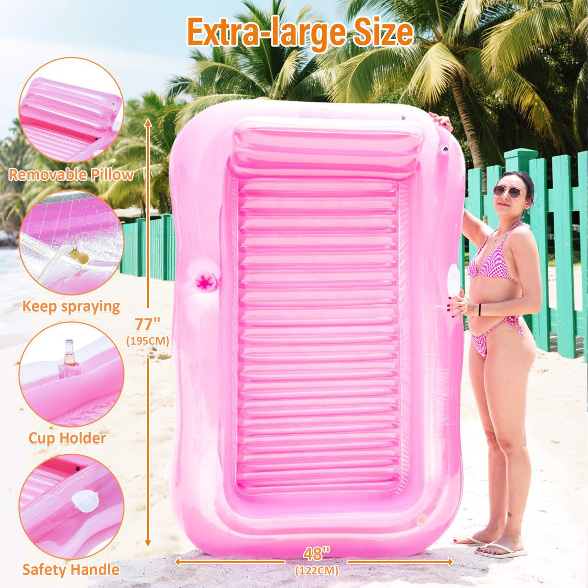 Inflatable Tanning Pool Lounger Float with Sprinkler A286