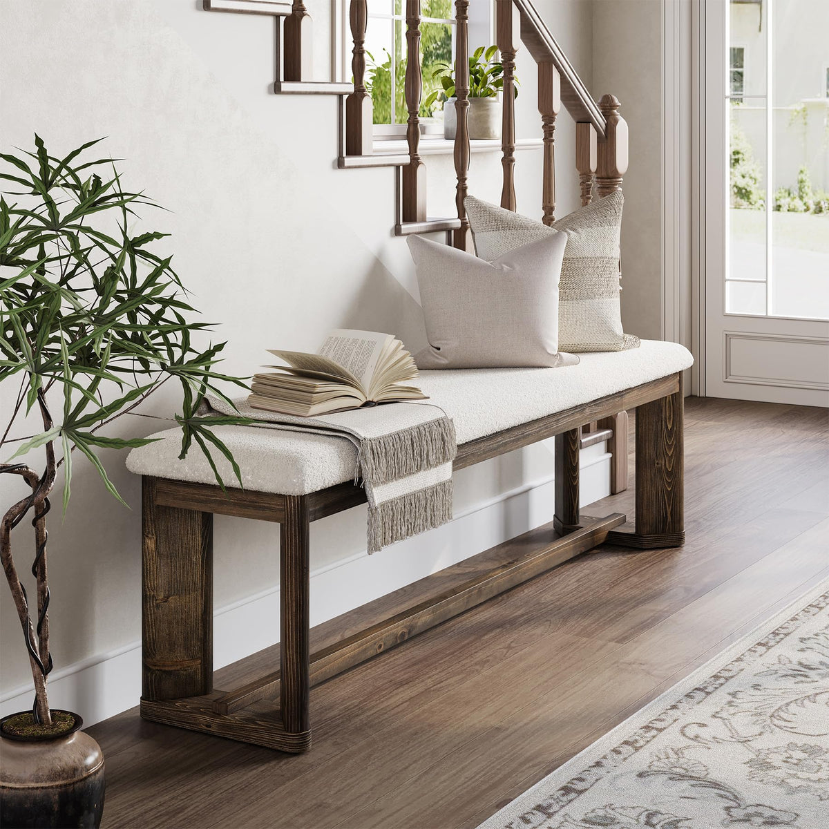 Upholstered Bench with Cushion P4292