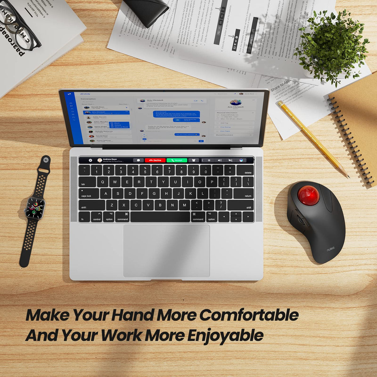 Wireless Trackball Mouse Ergonomic J9342