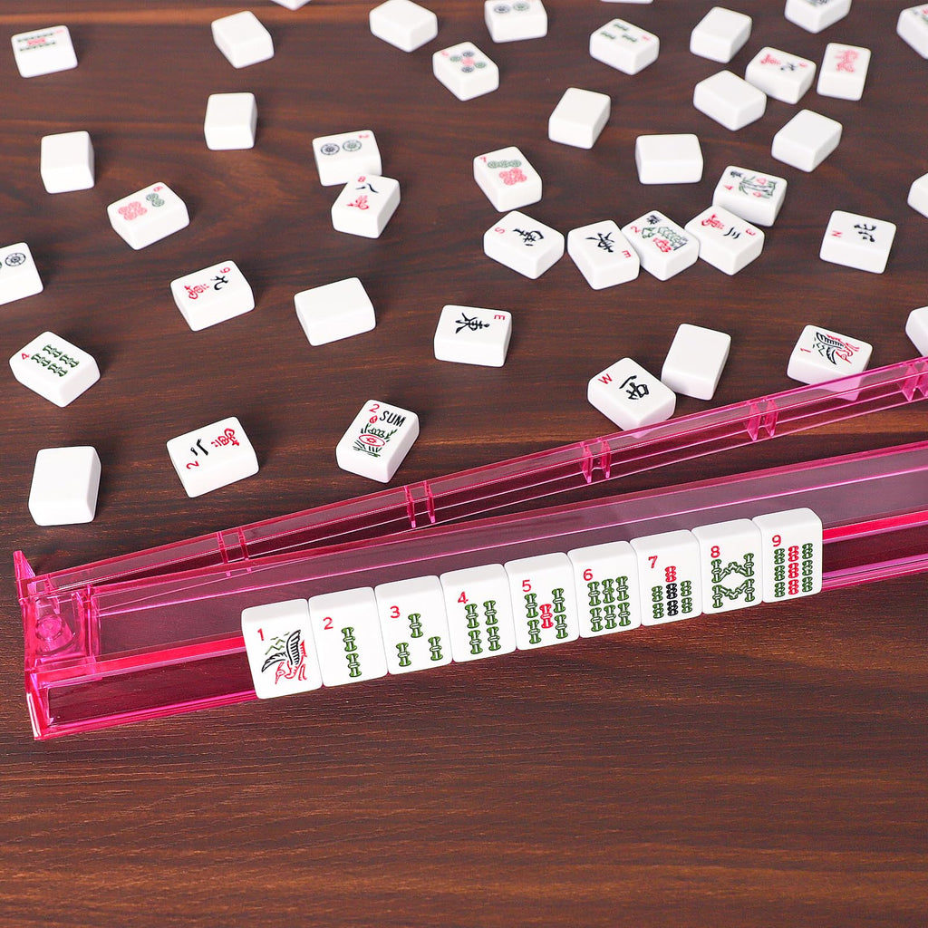 American Mahjong Set 166 White Tiles with Red Bag and Racks L635100