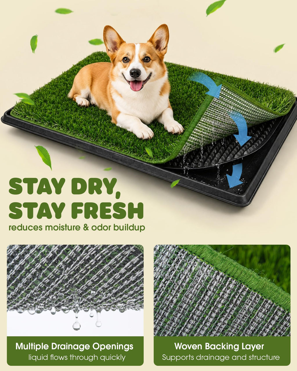 3 Layer Dog Grass Pad with Tray 30" x 20" B756001