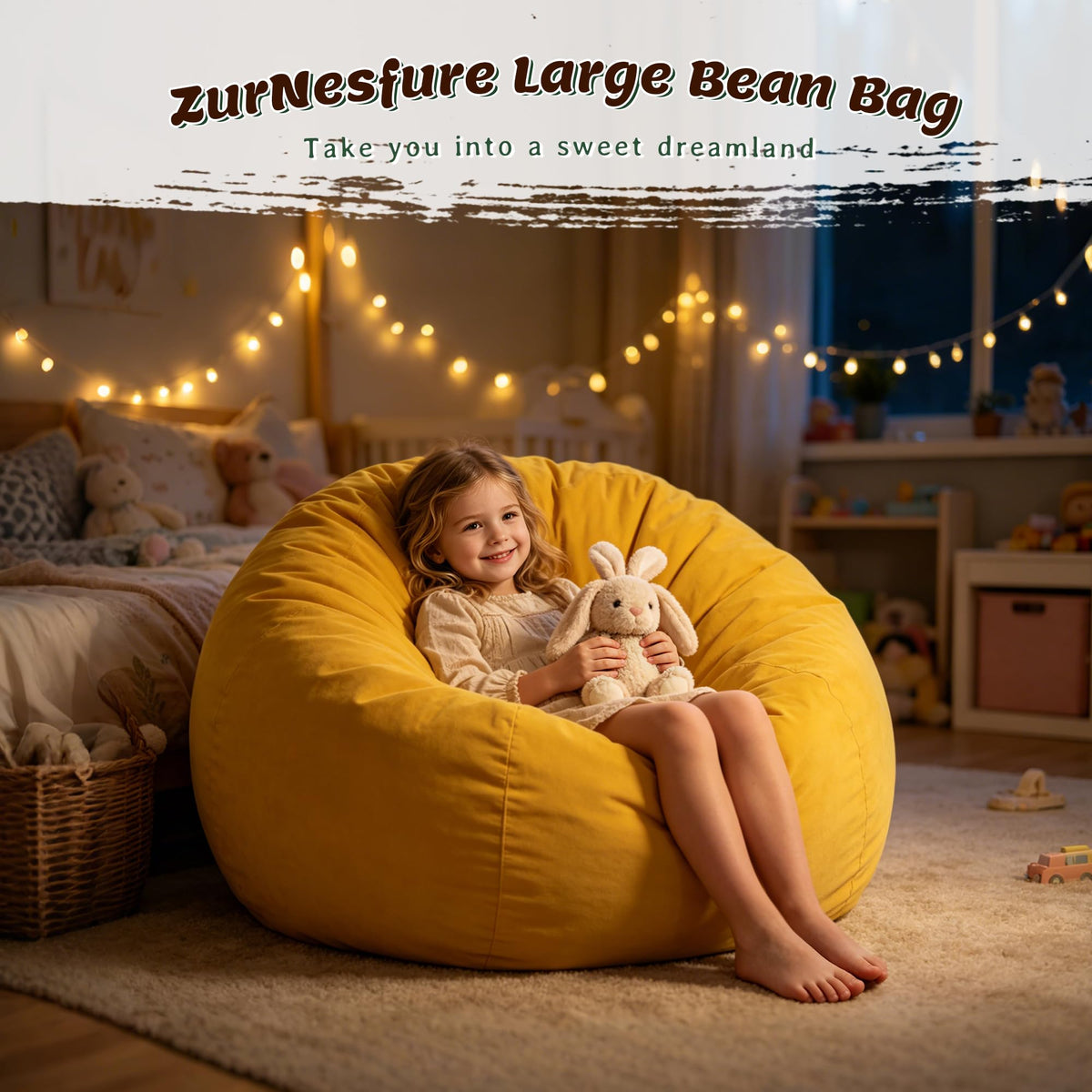 Yellow Memory Foam Bean Bag Chairs P80082