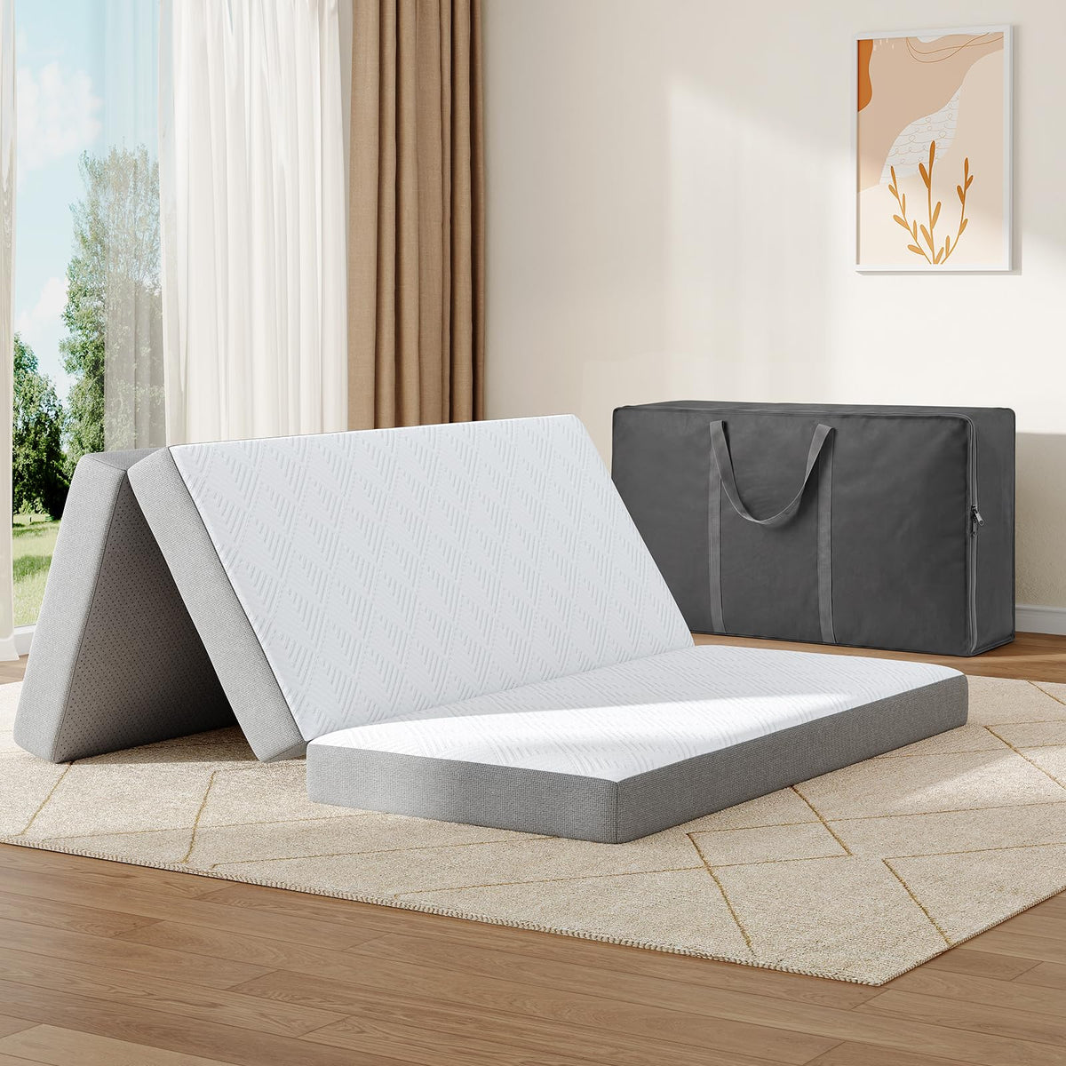 Queen 4 Inch Foldable Memory Foam Mattress C4013