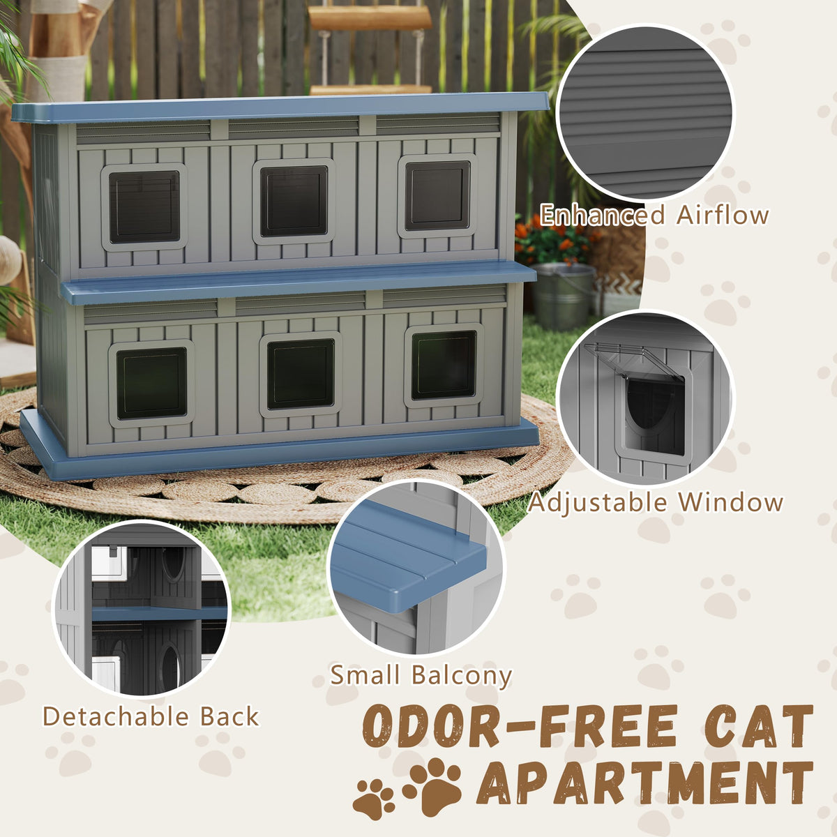Resin Double-Decker Outdoor Cat House H379