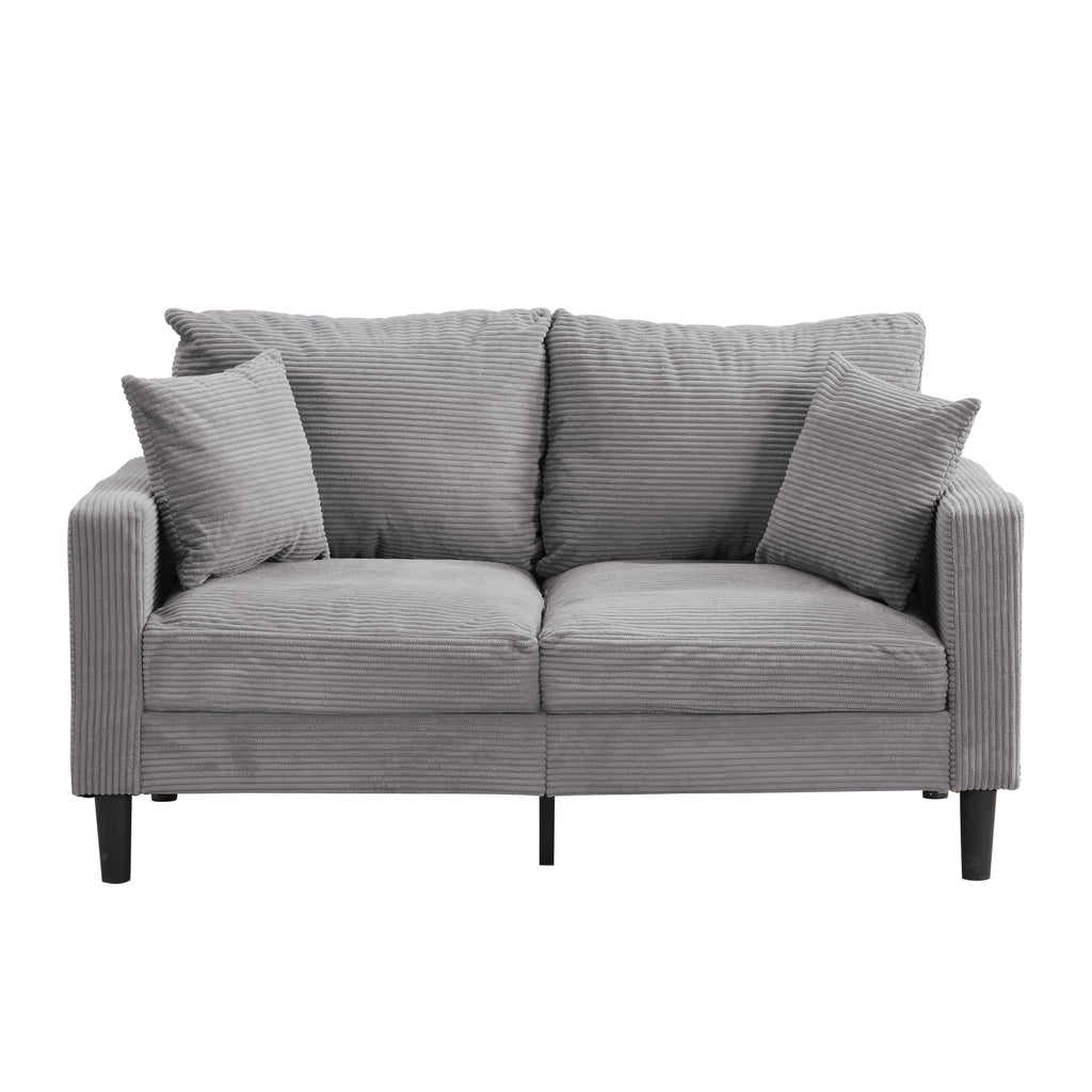 Light Gray 2-seat Upholstered Sofa with 2 Pillows B82577