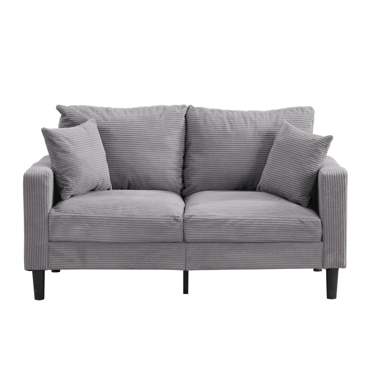 Light Gray 2-seat Upholstered Sofa with 2 Pillows B82577