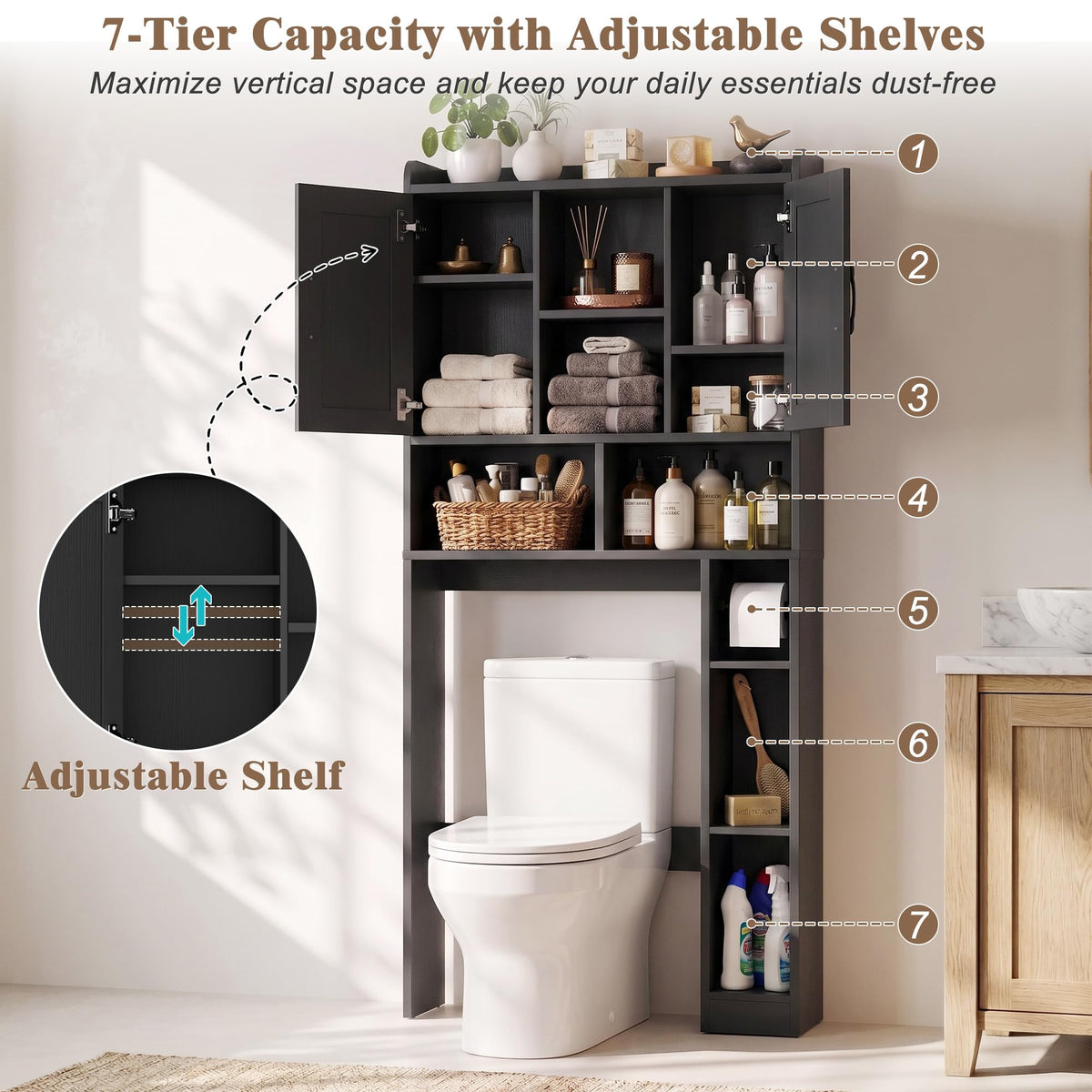 Over The Toilet Storage Cabinet with Barn Door E8077