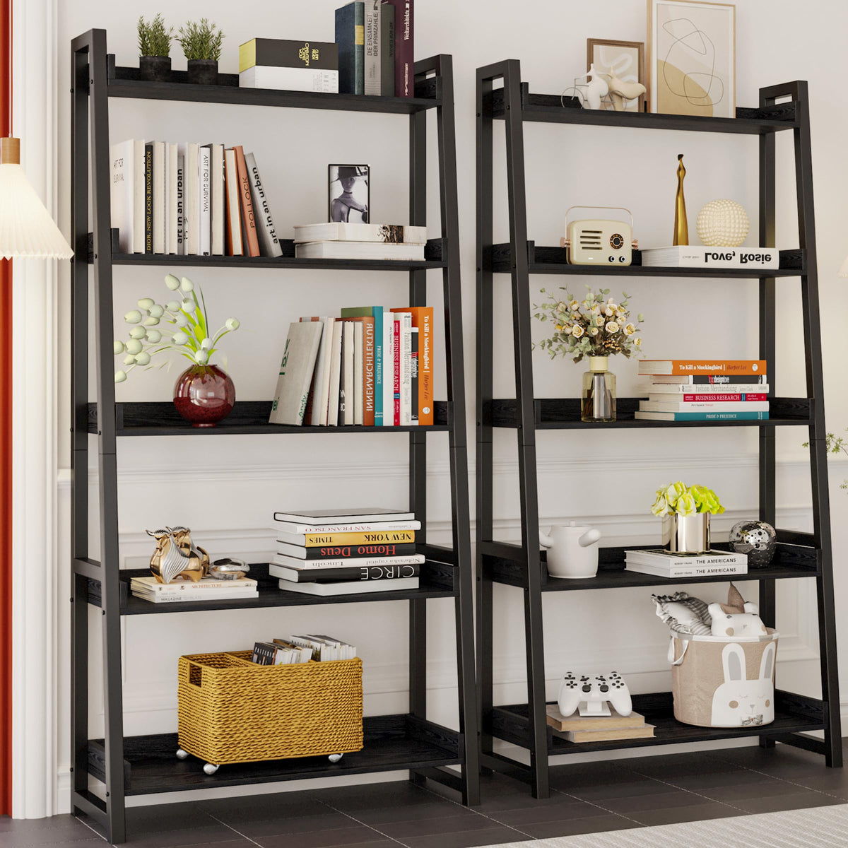 5-Tier Industrial Ladder Shelf Bookcase I236500
