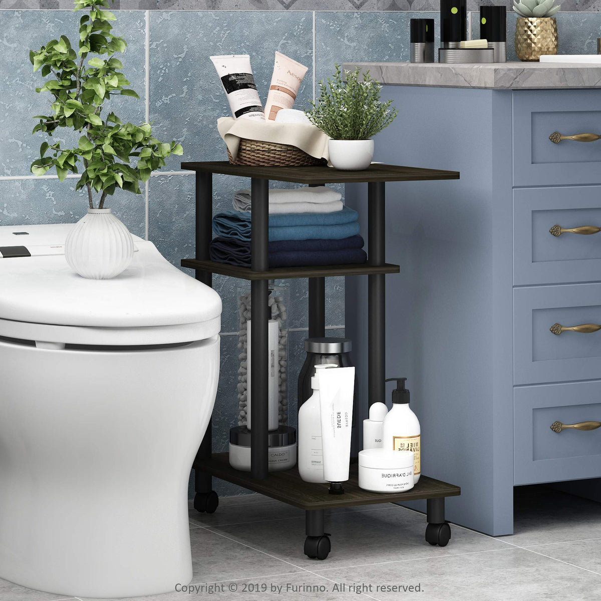 C Shaped Side Table with Casters K3208