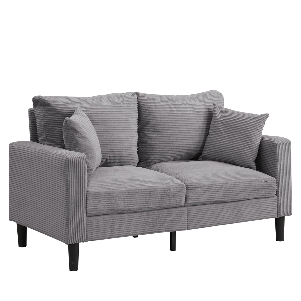 Light Gray 2-seat Upholstered Sofa with 2 Pillows B82577