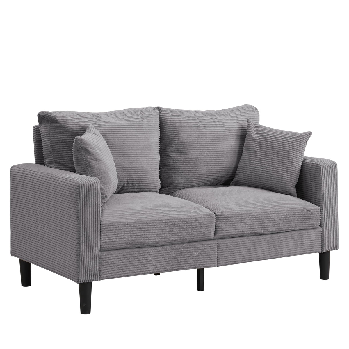 Light Gray 2-seat Upholstered Sofa with 2 Pillows B82577