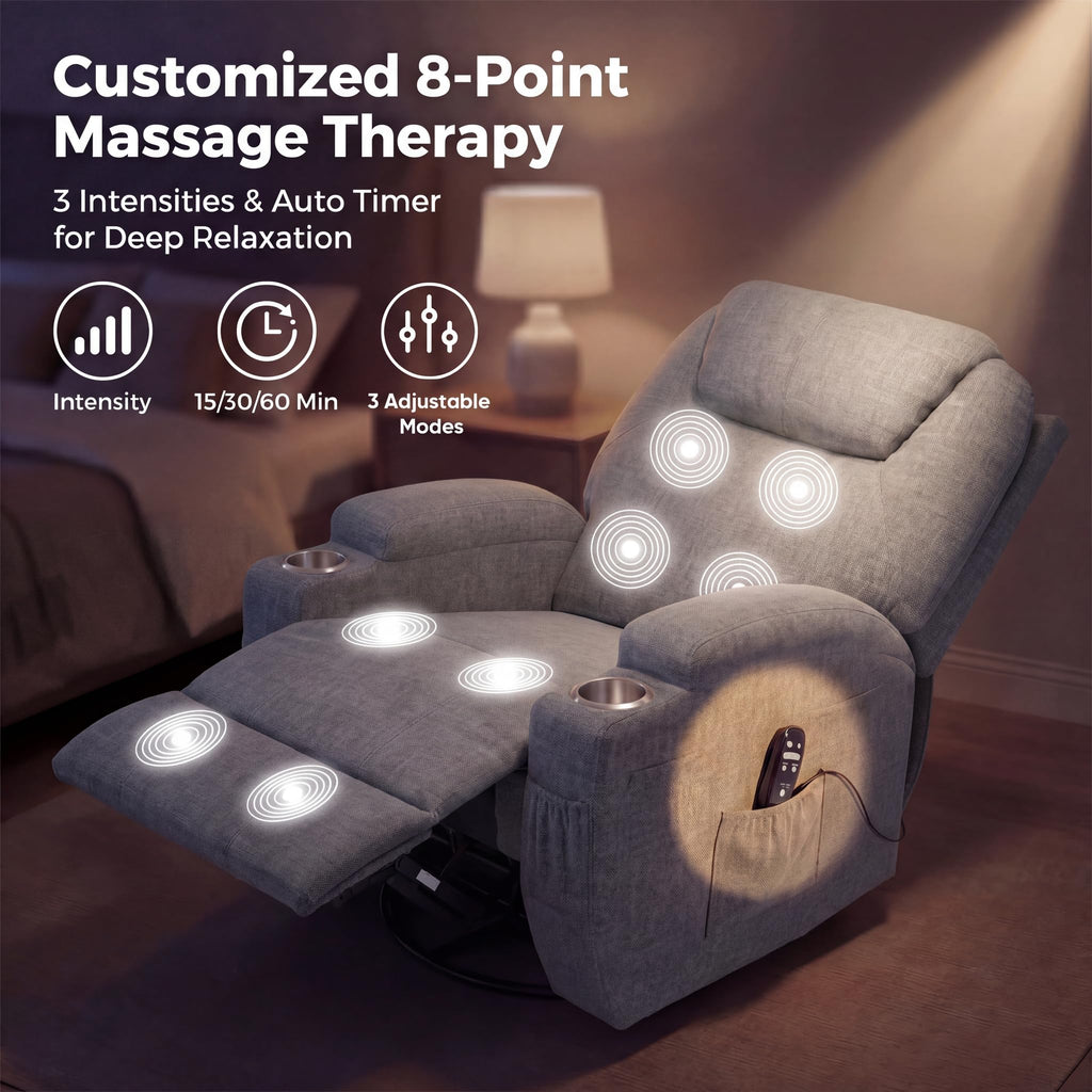 Small Swivel Rocker Recliner with Massage Z100