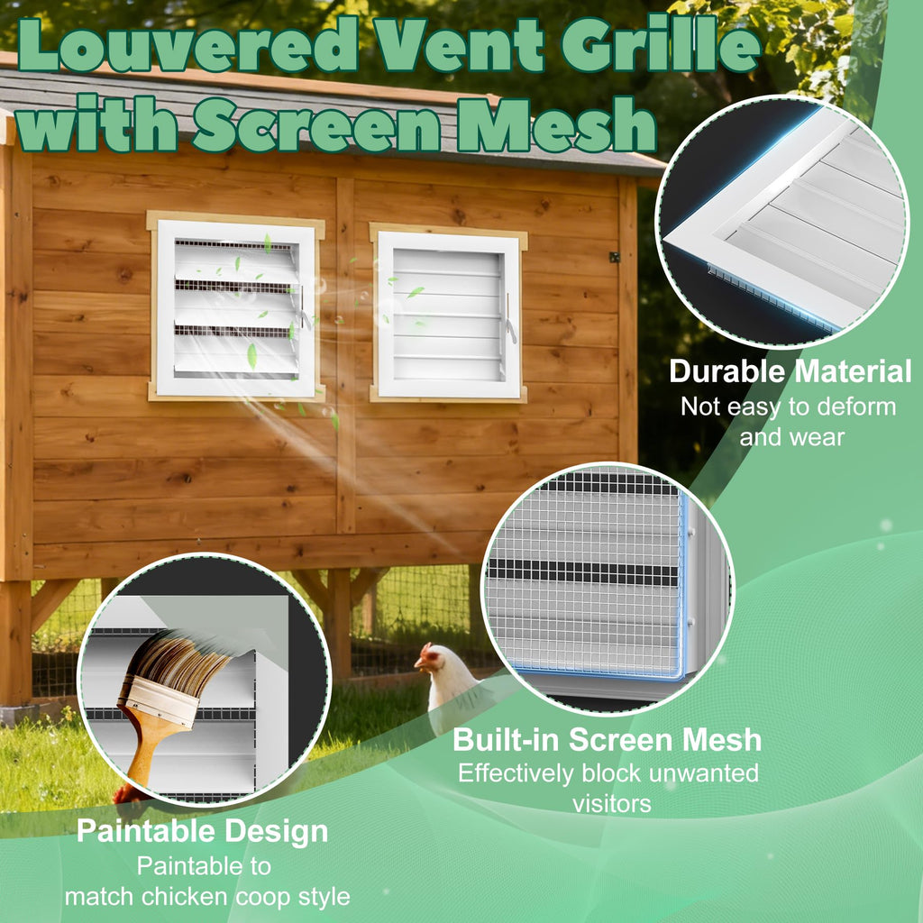 Adjustable Aluminum Alloy Chicken Coop Vent with Screen Mesh Y5273
