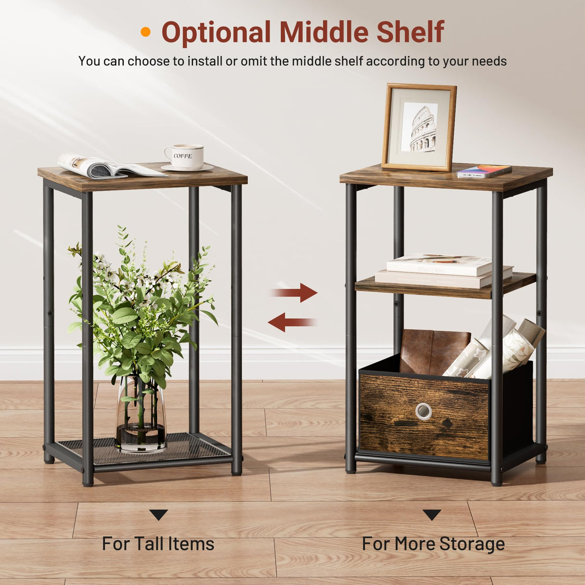 3 Tier Side Table with Storage Basket R3345