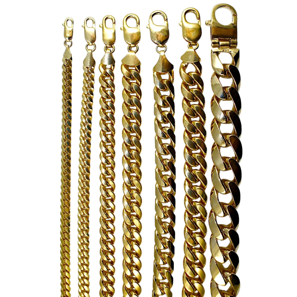 14K Yellow Gold Solid Miami Cuban Chain P326