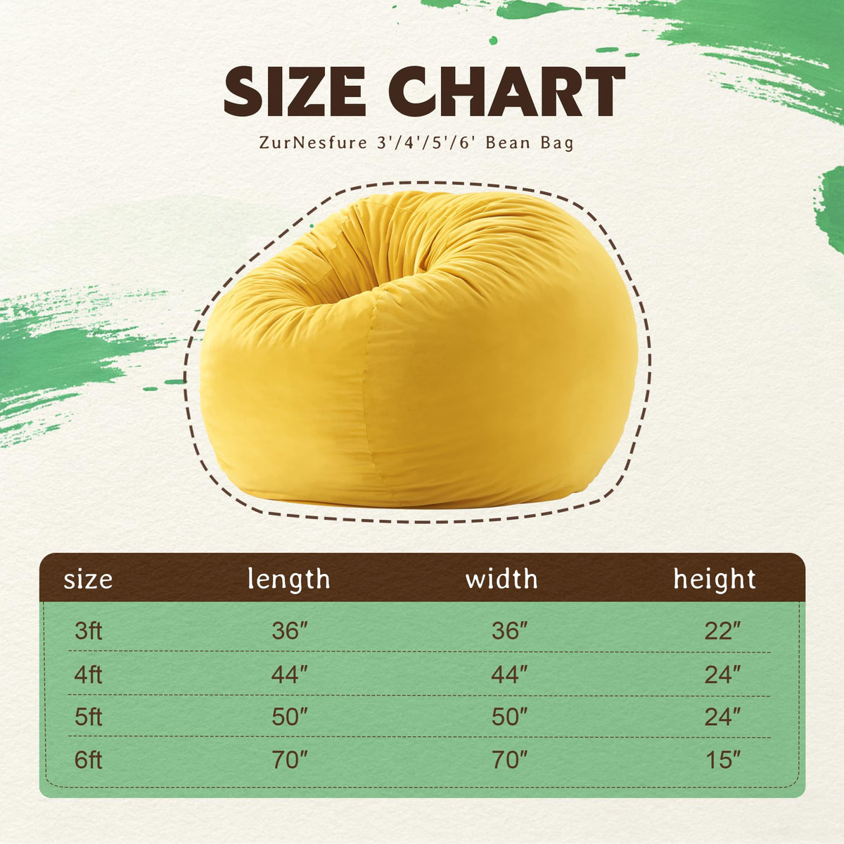 Yellow Memory Foam Bean Bag Chairs P80082