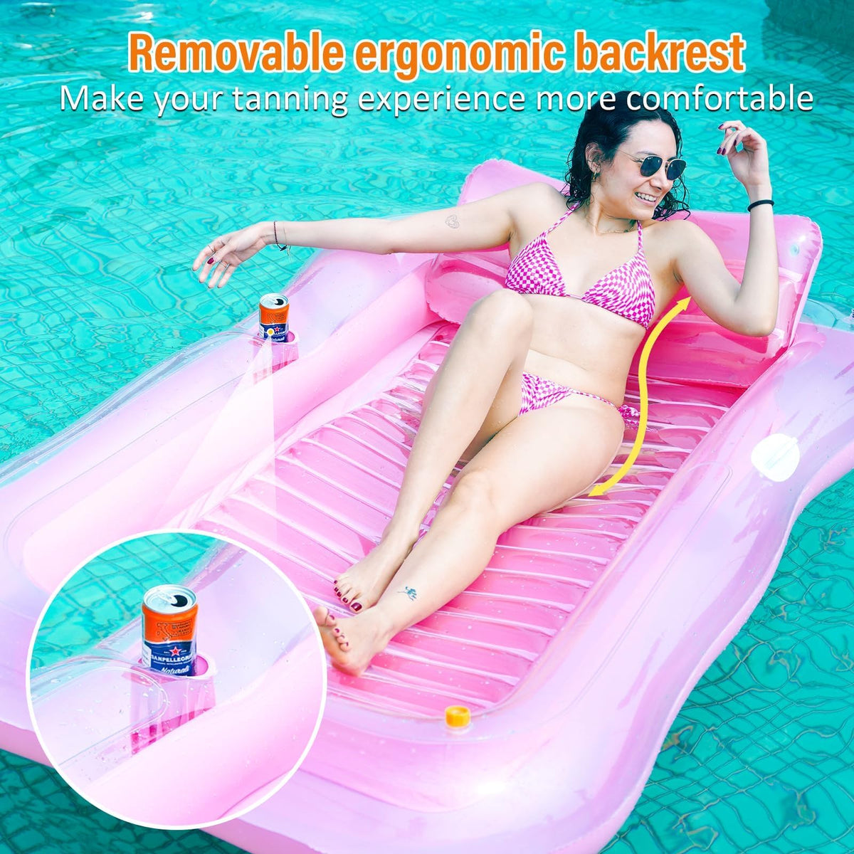 Inflatable Tanning Pool Lounger Float with Sprinkler A286