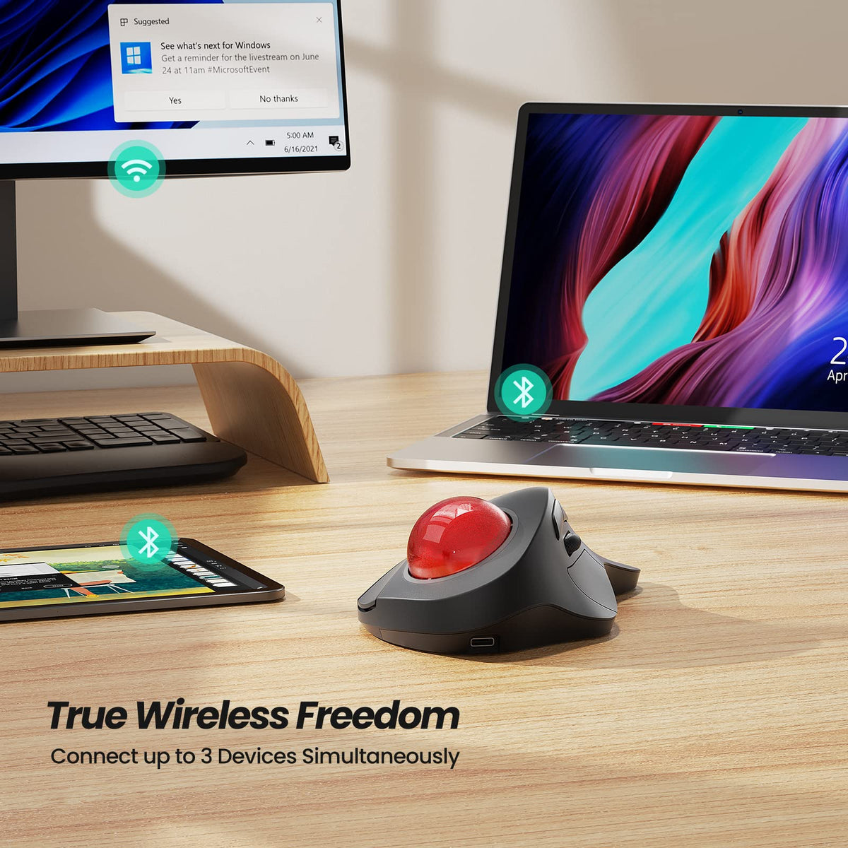 Wireless Trackball Mouse Ergonomic J9342