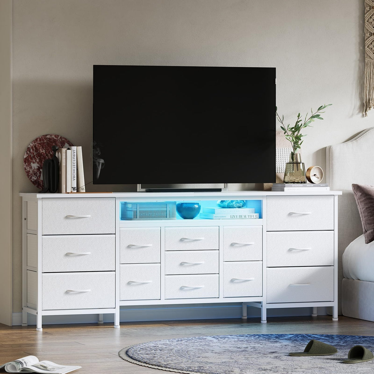 White 70 Inch 13 Drawer TV Stand U2209