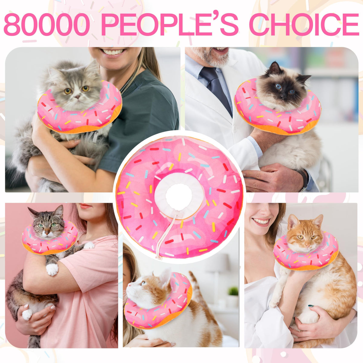 Soft Adjustable Cat Recovery Cone Collar Pink Small C32072