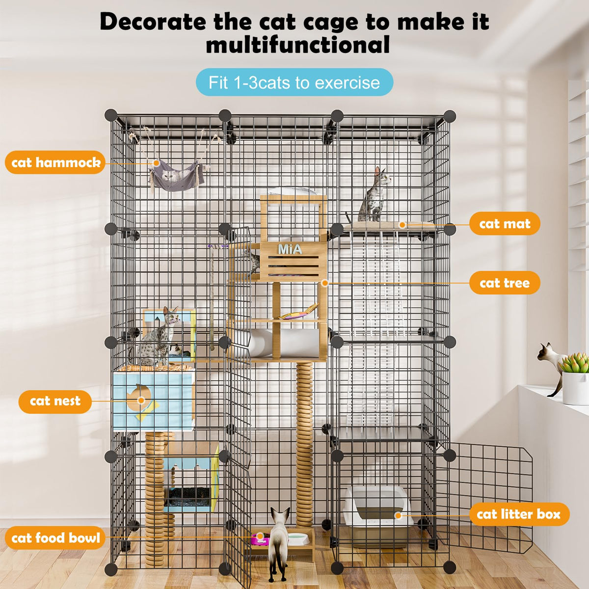 Large Detachable Metal Wire Cat Enclosure Q794