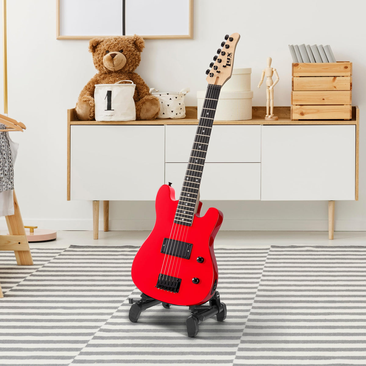 30” Electric Guitar Kit with Amp Cable, 6 Picks, Solid Wood Body, Red S545831