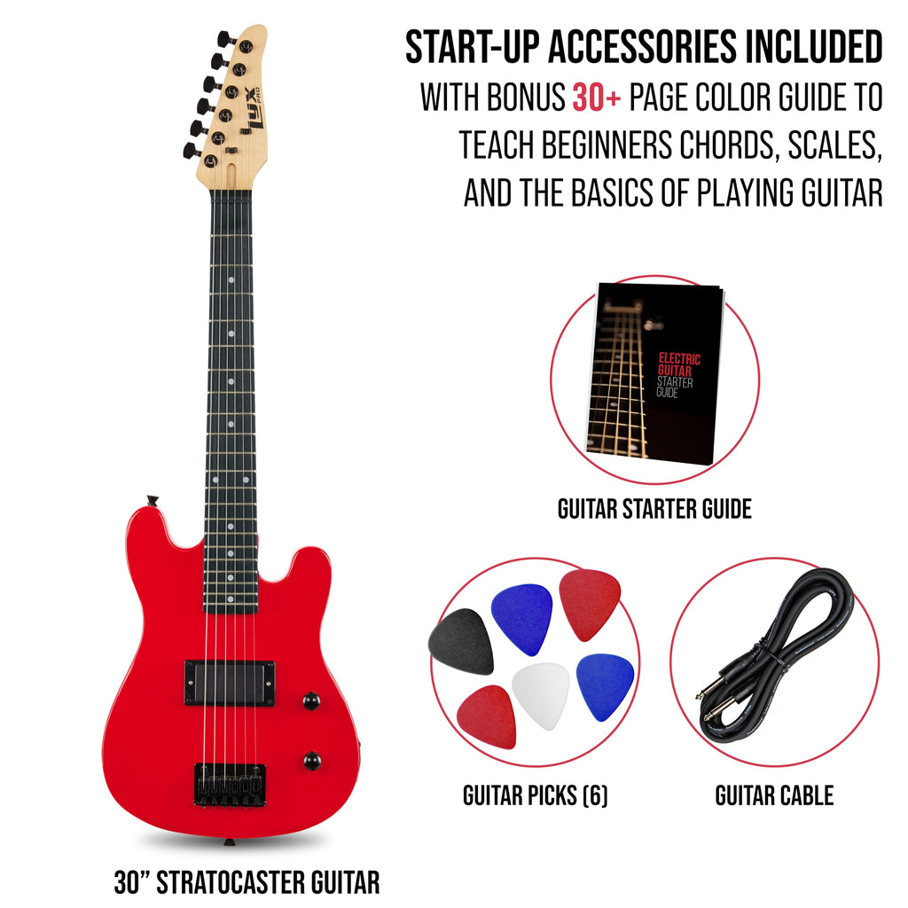 30” Electric Guitar Kit with Amp Cable, 6 Picks, Solid Wood Body, Red S545831