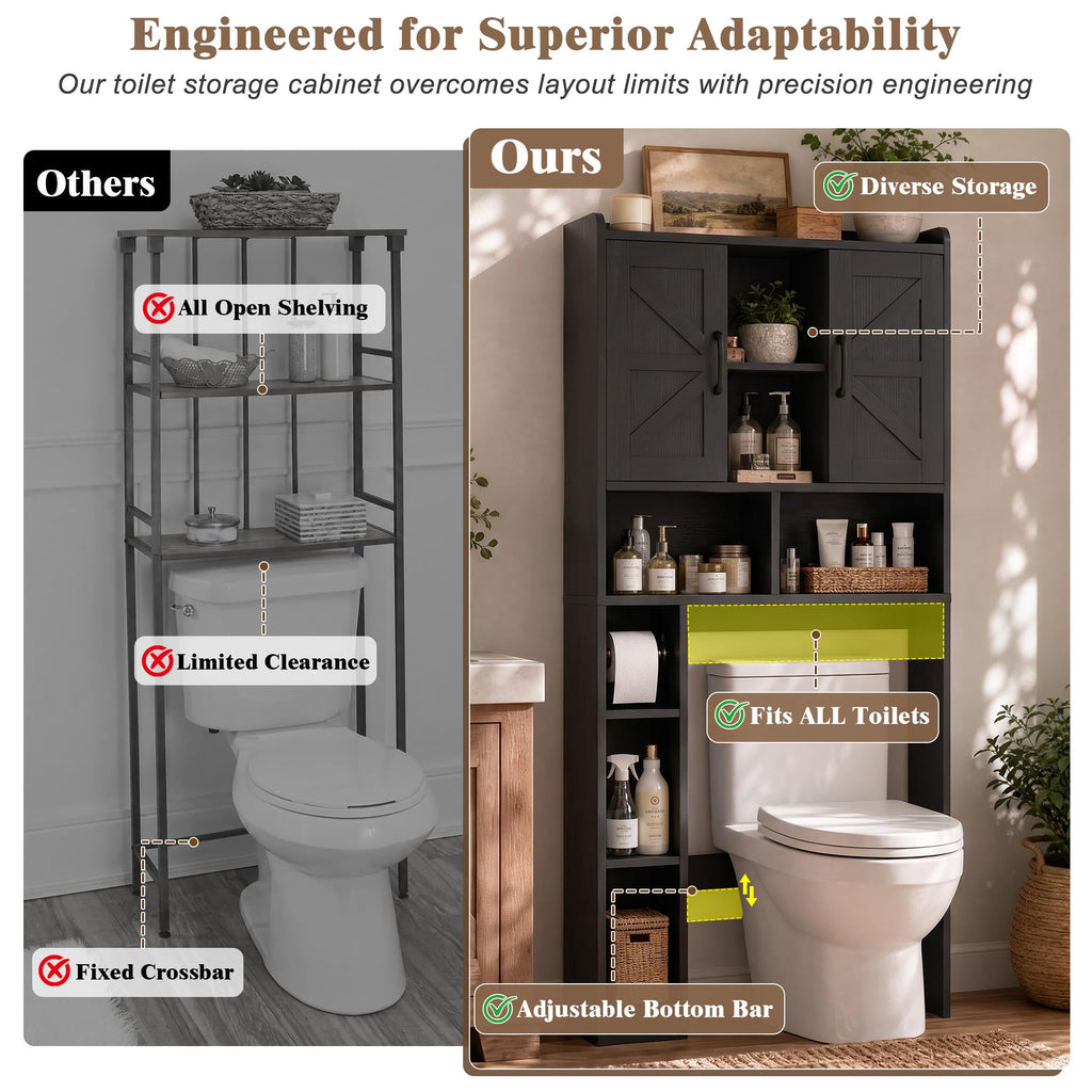 Over The Toilet Storage Cabinet with Barn Door E8077