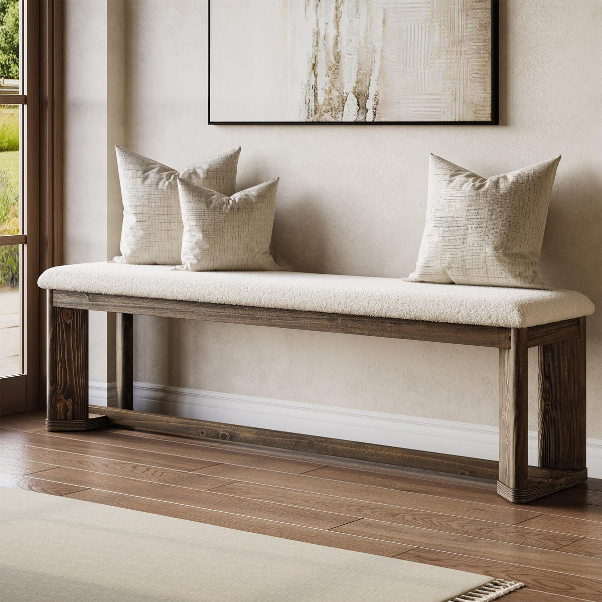 Upholstered Bench with Cushion P4292