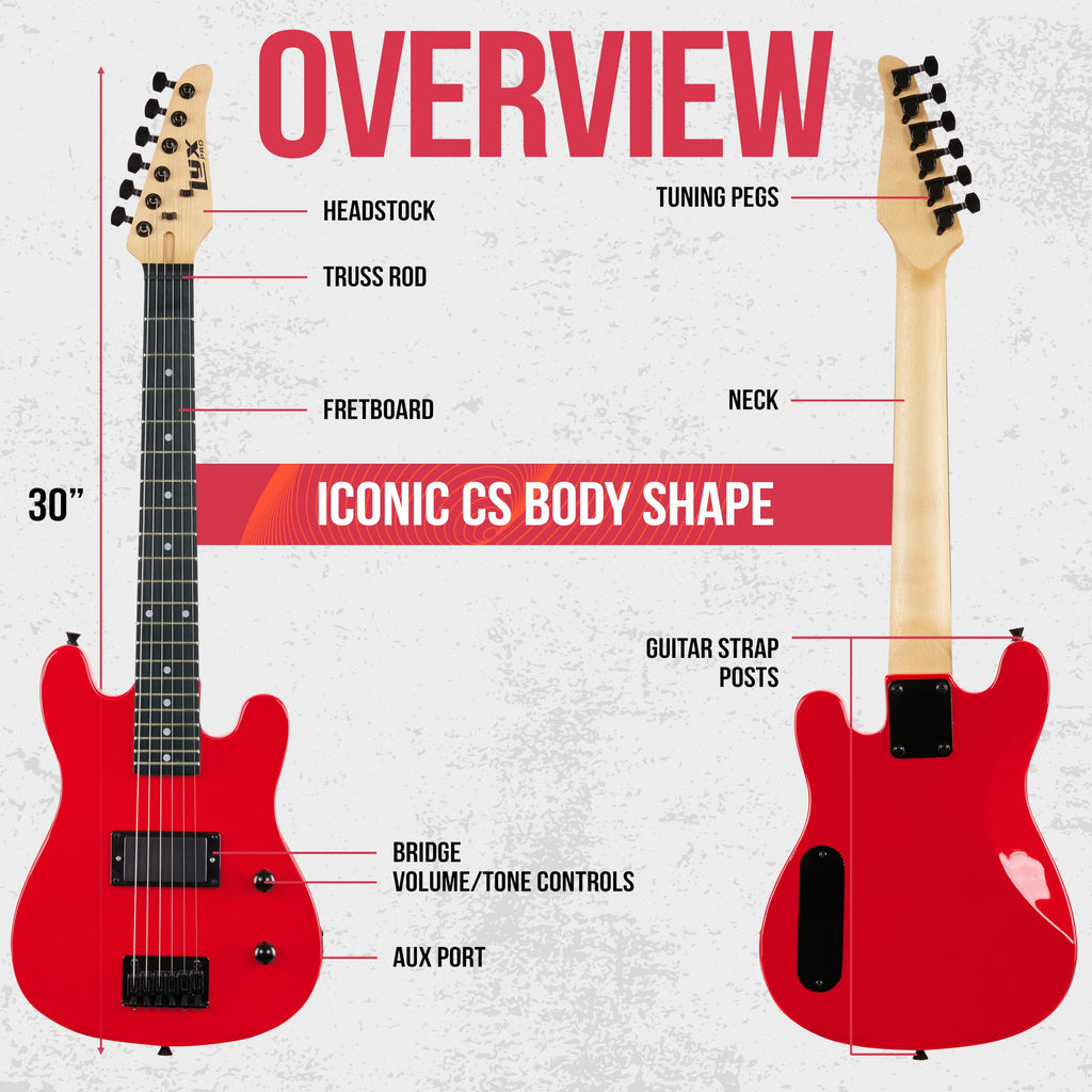 30” Electric Guitar Kit with Amp Cable, 6 Picks, Solid Wood Body, Red S545831