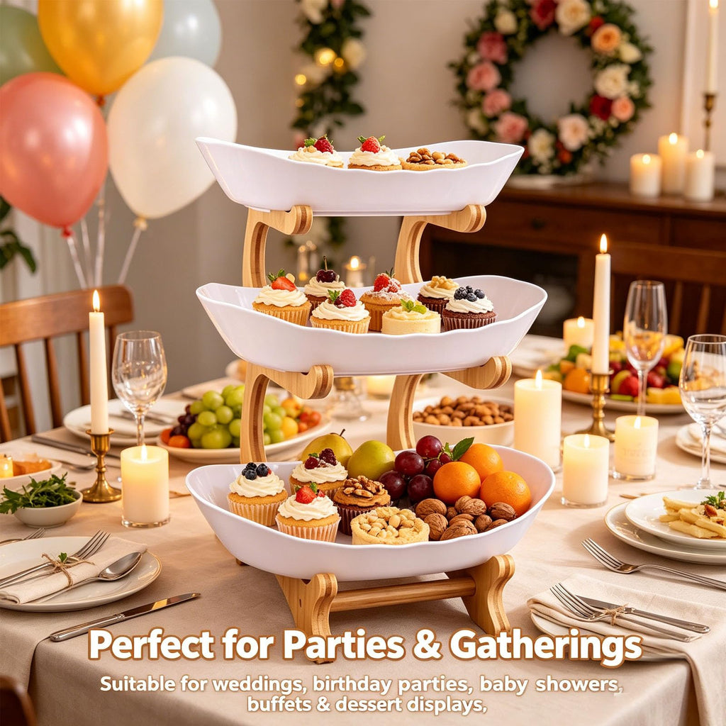 3 Tier Oval Fruit Basket with Bamboo Stand K958