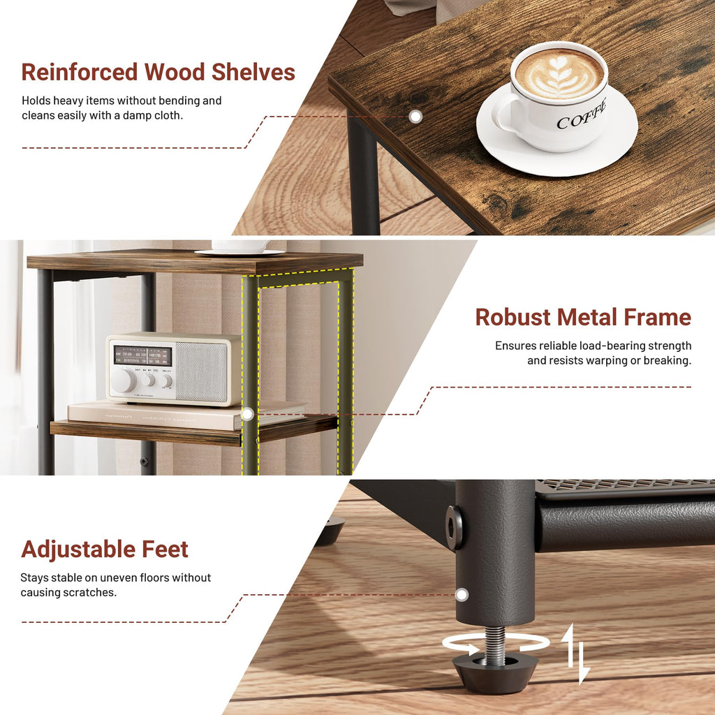 3 Tier Side Table with Storage Basket R3345