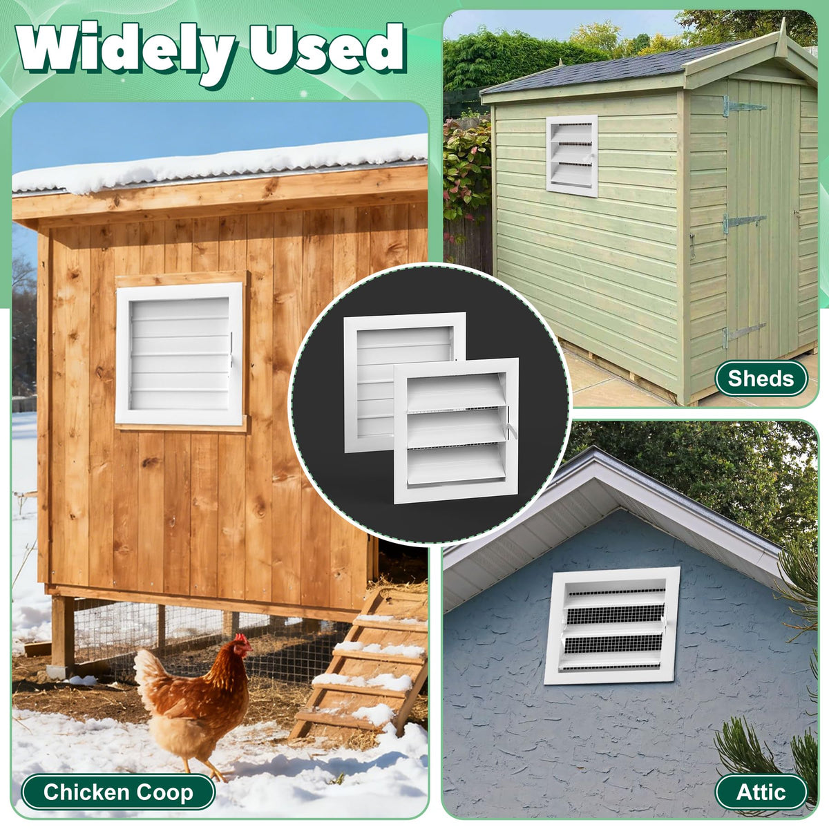 Adjustable Aluminum Alloy Chicken Coop Vent with Screen Mesh Y5273