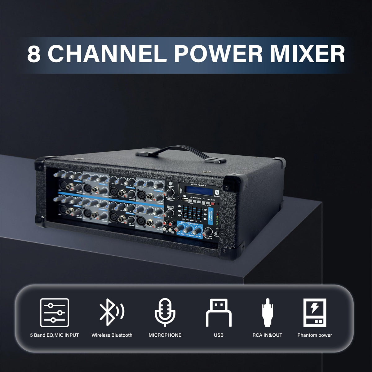 2400W Bluetooth PA Speaker System with Powered Mixer and Passive Speakers N335