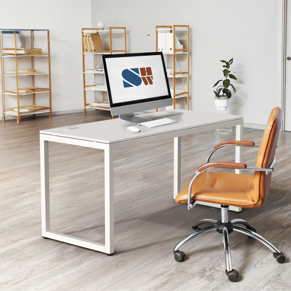 55-Inch White Office Computer Desk Z816