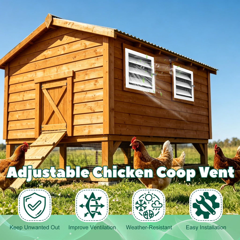 Adjustable Aluminum Alloy Chicken Coop Vent with Screen Mesh Y5273